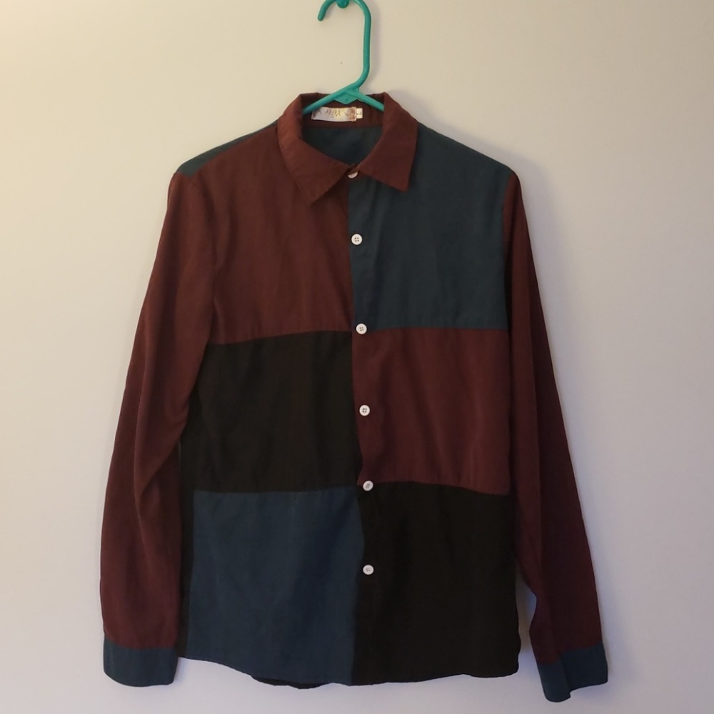 Color Block Button Up